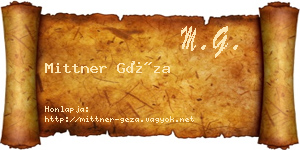 Mittner Géza névjegykártya